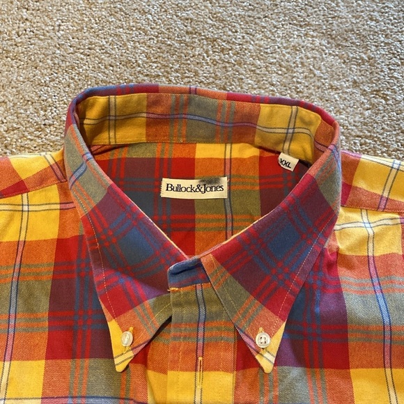 Bullock & Jones Cabincore Soft Cotton Flannel Madras Plaid Button Down Shirt XXL - Picture 5 of 11